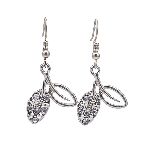 Jewelry - CLOSEOUT!  Silver Leaf CZ Dangle Earrings